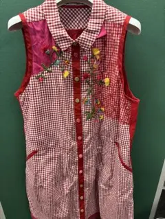 Alberobello ギンガムチェック ビジューノースリーブワンピース