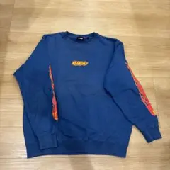 XLARGE スウェット トレーナー ファイヤーパターン ブルー XL