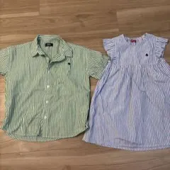POLO ストライプシャツ ストライプワンピース兄妹リンクコーデ130cm110