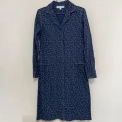 長袖紺花柄ワンピース