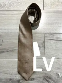 ルイヴィトン　ネクタイ　ゴールド　ベージュ　モノグラム　ドット