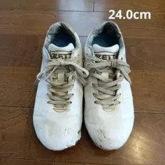 ZETT ホワイト スパイクシューズ 24.0cm