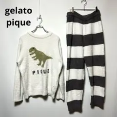 ジェラートピケ 恐竜 ジャガード プルオーバー ボーダー ロングパンツ セット