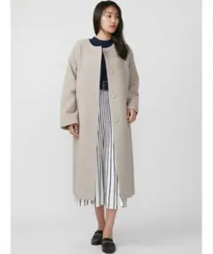 【クリーニング済】TONALウールモッサノーカラーコート36