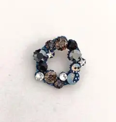 ネイビー　ブローチ　雪だるま