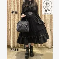 新品❁axes femme❁ 姫袖風ラッフルフリルワンピース　ブラック　FREE