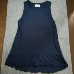 Real Stone ネイビー ノースリーブ フリルトップス　Lサイズ