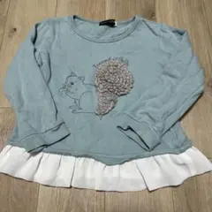BeBe 水色 リス刺繍 トレーナー