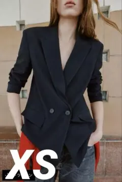 【ZARA】オーバーサイズダブルブレストブレザー ネイビー/ストライプ