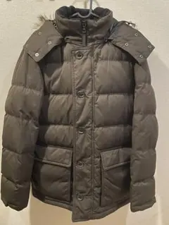 ユニクロ　Lサイズ　ファー　フード　付き　ダウン　ジャケット　ダーク　ブラウン