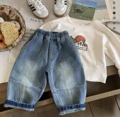 【新品未使用】韓国こども服 ダメージデニム