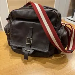 BALLY ブラウンレザーショルダーバッグ
