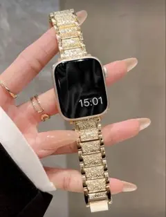 ゴールド ストーン装飾 Apple Watchバンド
