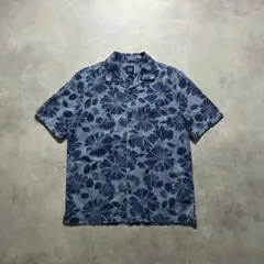 old gap オープンカラー 開襟 インディゴ 半袖 コットン シャツ 古着