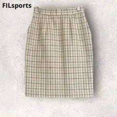 菲爾運動 格紋 緊身裙 膝上長度 100%羊毛 日本製造 S~M