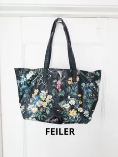 フェイラー FEILER 花柄 エナメル トートバッグ ブラック