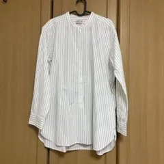 無印良品　洗いざらし　ブロードスタンドカラー長袖ロングシャツ