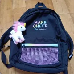 MAKE CHEER キッズリュック 黒　ユニコーンチャーム