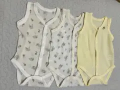 【美品】ベビー肌着3点セット 60cm メッシュ　うさぎ柄