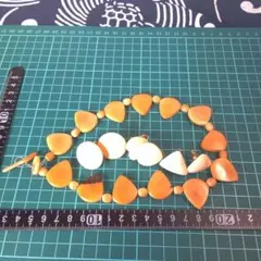小物１ オレンジ系 不規則ビーズ ネックレス