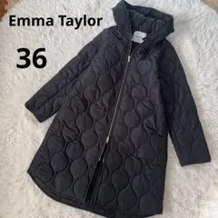 Emma Taylor キルティングロングコート フード付き ブラック　36