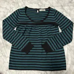 ネイビーナチュラル ニット トップス ボーダー 黒