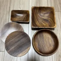 木製食器 5点セット アカシア ボウル 皿 ウッド おままごと 小物入れのサムネイル