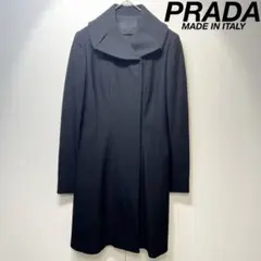 美品　PRADAプラダ　シルク　女優襟　サテン　トレンチコート　ブラック 2025年最新】PRADA レディース トレンチコート・スプリング