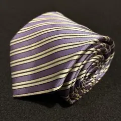 COMME CA ISM 紫と白のストライプネクタイ