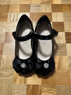 ブラックフォーマルシューズ リボン付き　19センチ