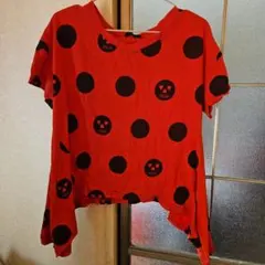 WORLD WIDE LOVE 赤 ドット柄 Tシャツ