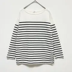 美品◆a.v.v◆ストライプ柄ロングTシャツ/サイドスリット/綿100%