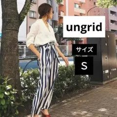 ungrid ストライプ柄 ウエストリボン カジュアルパンツ　Ｓ　マリンのサムネイル