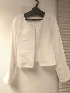 LESOUK ホワイト ノーカラージャケットのサムネイル
