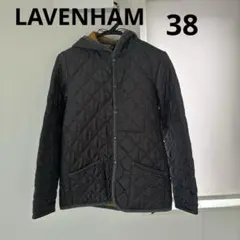 LAVENHAM キルティングアウター　フード　38 グレー×イエロー