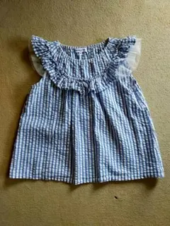 ストライプ フリル ノースリーブ　(Global Work XL)