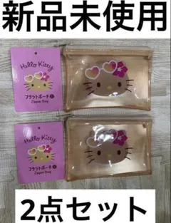 【新品2点セット】日焼けキティ セリア ダイソー キャンドゥ フラットポーチS