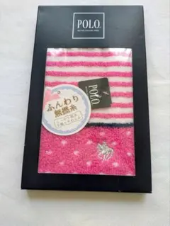【新品未使用】Polo ポロ ピンク ストライプ ドット タオルハンカチ