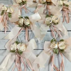 リボンモチーフ　10個　巻きバラ　レース　ビジュー　ハンドメイド材料　手芸素材