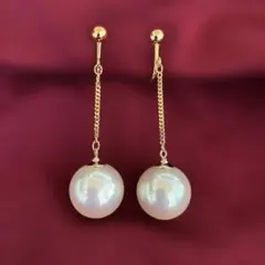 16mm大粒パール×ゴールド揺れるイヤリング 上品 華やか 結婚式 パーティー