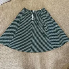 フレアスカート 緑と白のストライプ