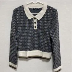 ZARA ボタン付きポロカラー クロップドニット　長袖　ほぼ未使用