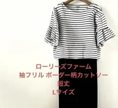 ローリーズファーム 袖フリル ボーダー柄カットソー L 短丈 クロップドのサムネイル