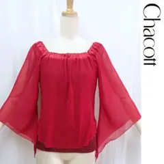 B1451★美品★Sサイズ【チャコット】赤/シフォン/トップス/おまけ付☆社交