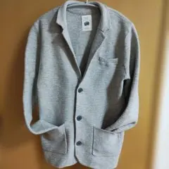グレー ニット風ジャケット ボタン付き