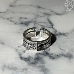 シルバー925 星刻印 ヴィンテージ 太め ユニセックス オープンリング R7