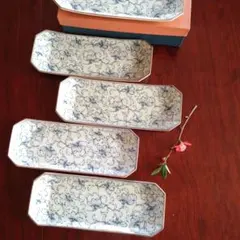 たち吉　古都唐草模様　焼物皿　長角皿　5枚セット