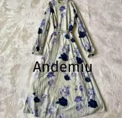 【美品】Andemiu スイサイフラワーワンピ 花柄　Aライン　フリーサイズ