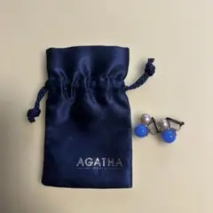AGATHA 青 パール イヤリング