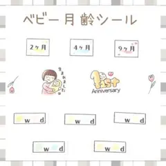 母子手帳に貼れる ベビー月齢シール A6（合計36枚）くすみカラーのサムネイル